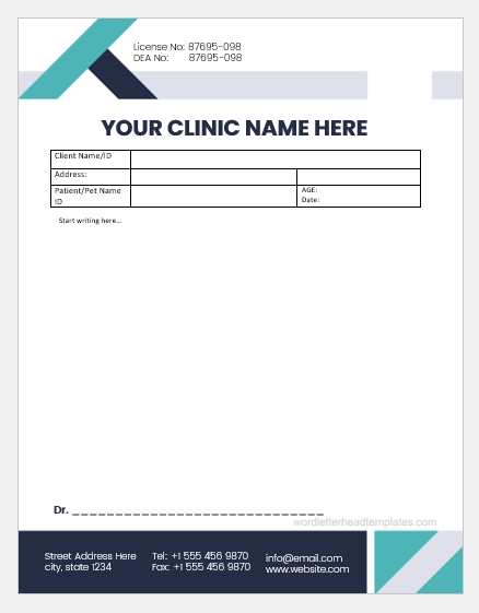 Veterinary prescription pad template
