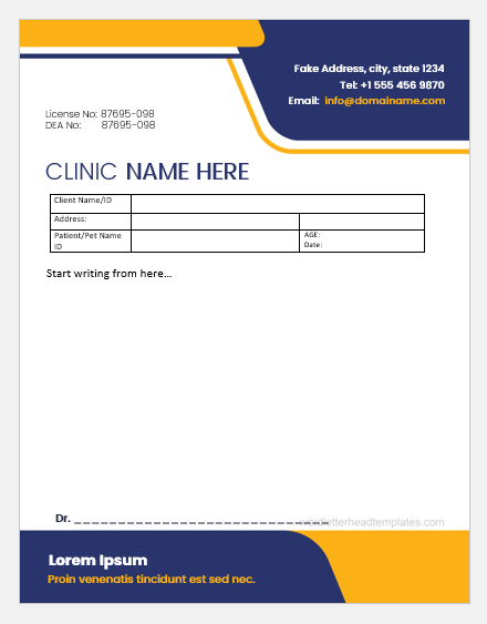 Veterinary prescription pad template