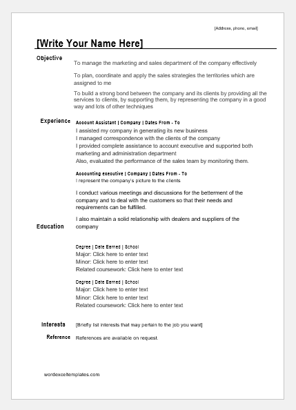 Account Executive Resume template