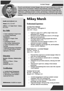 Assistant Manager Resume Template