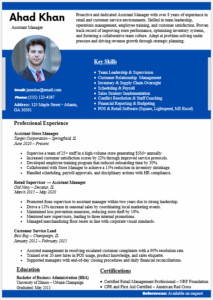 Assistant Manager Resume Template