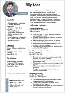 Assistant Manager Resume Template