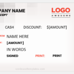 Cash receipt template