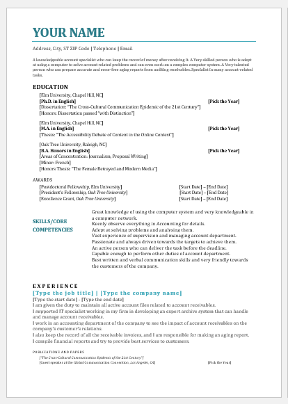 Account Receivable Clerk Resume