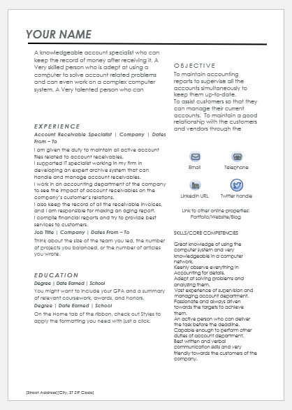 Account Receivable Clerk Resume