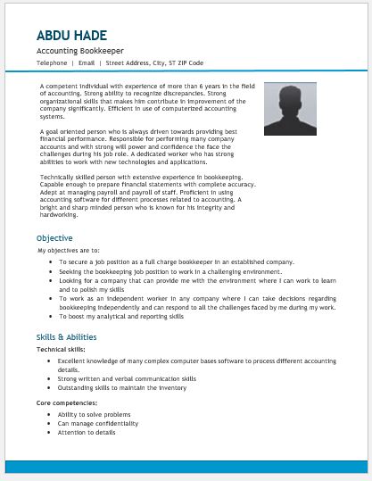 Accounting Bookkeeper Resume