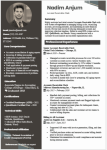 Accounts Receivable Clerk Resume Template