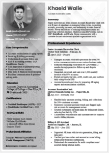 Accounts Receivable Clerk Resume Template