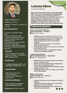 Accounts Receivable Clerk Resume Template