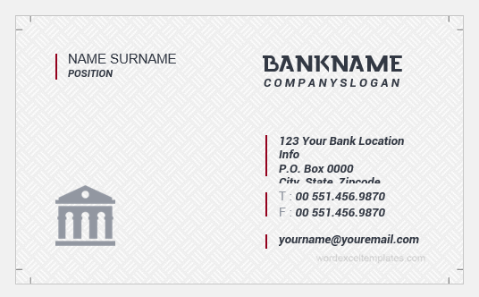 Business Card for Bank Employee