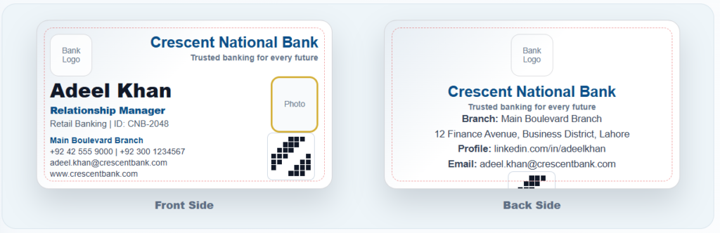 Bank Employee Business Card