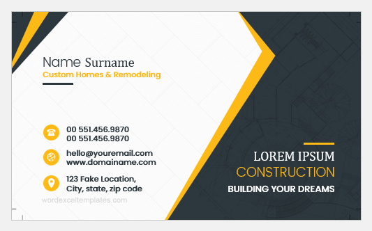 Construction Business Card Template