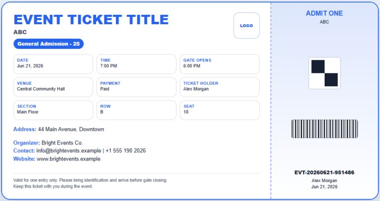 Event Ticket Template