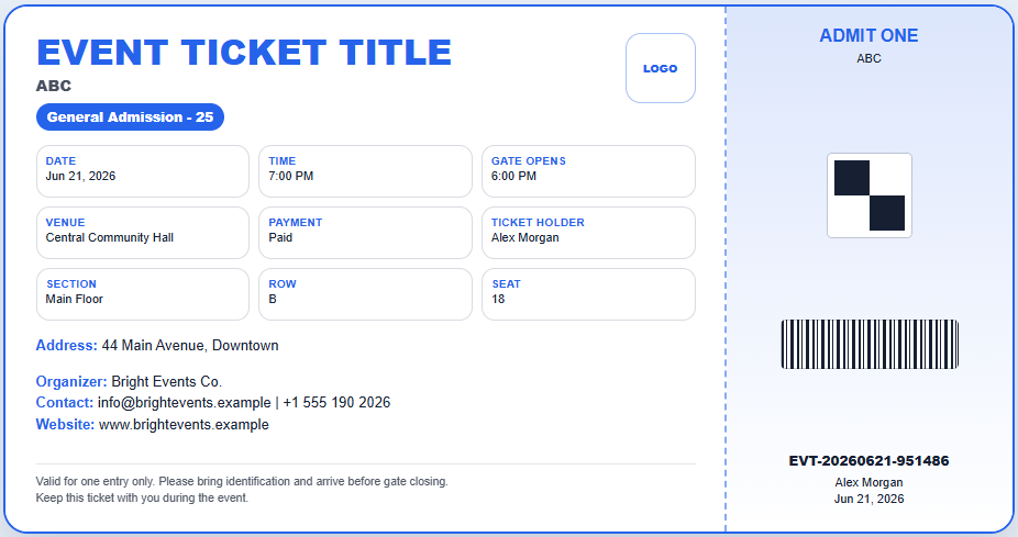 Event Ticket Template