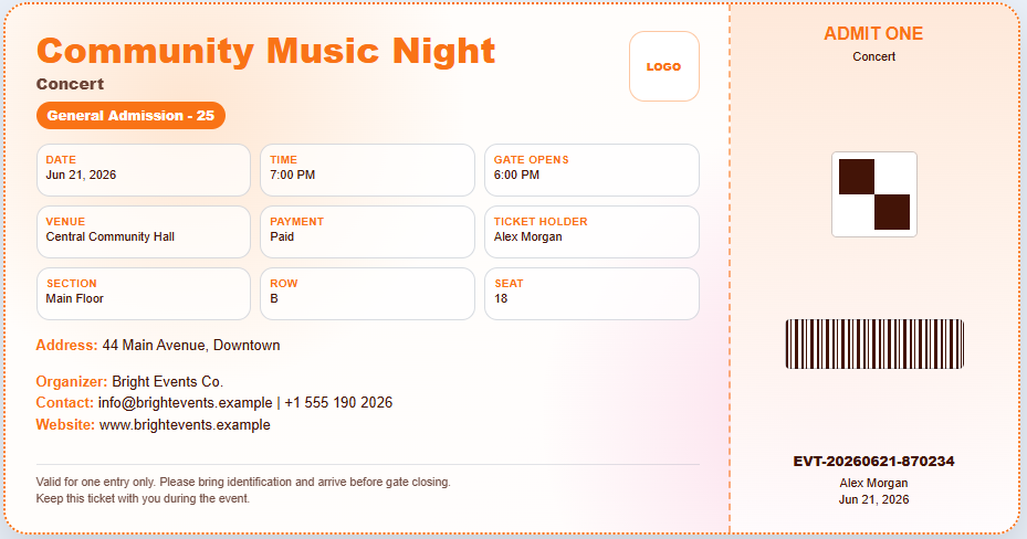 Event Ticket Template