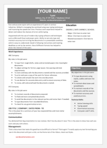 Typist Resume Template