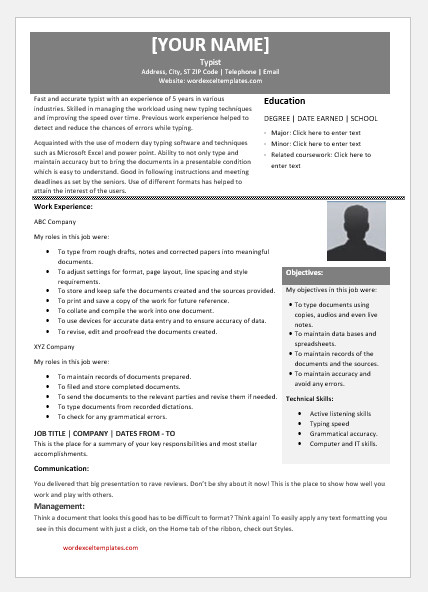 Resume Template Excel from www.wordexceltemplates.com