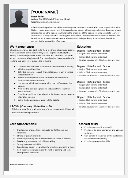 Bank Teller Resume Template