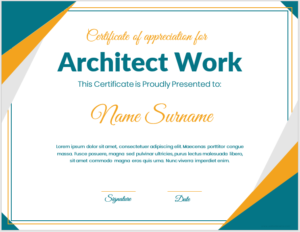 Certificate of Appreciation for Architect Work