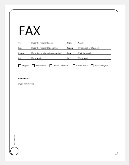 Fax cover sheet template