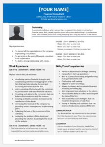 Financial Consultant Resume