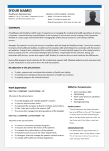 Healthcare Administrator Resume