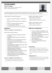 Payroll Manager Resume