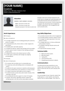 Receptionist Resume