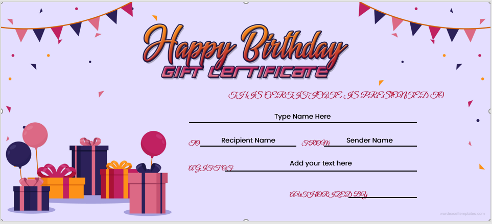 Birthday gift certificate template