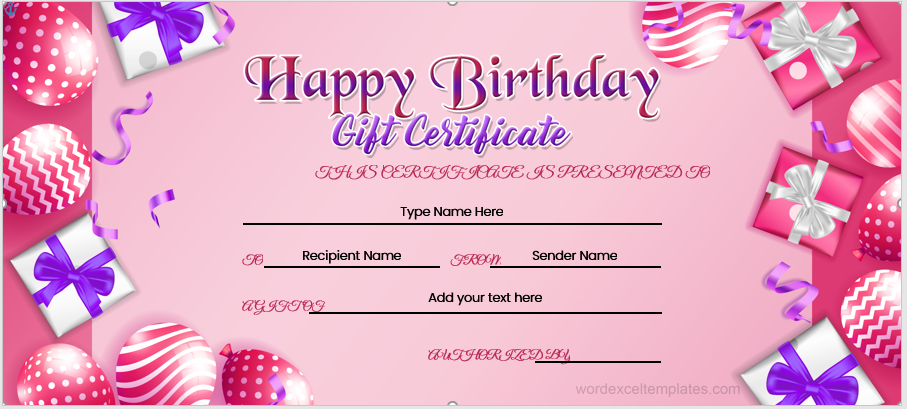 Birthday gift certificate template