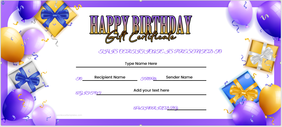 Birthday gift certificate template