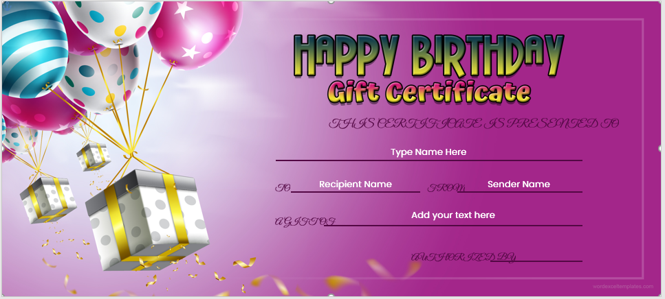 Birthday gift certificate template