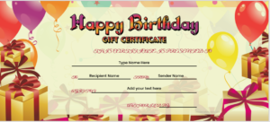 Birthday gift certificate template