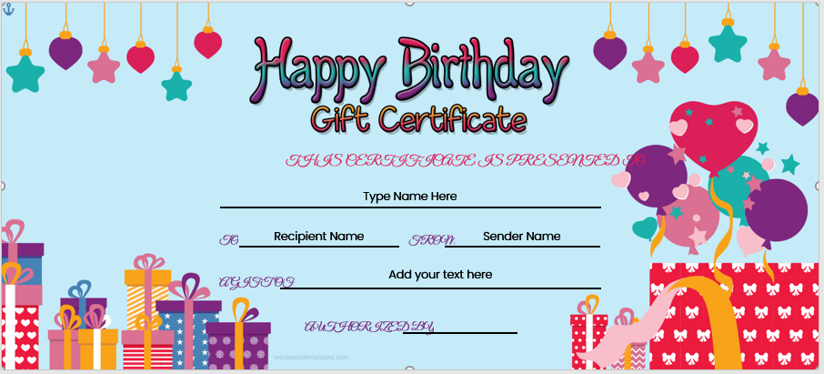 Birthday gift certificate template