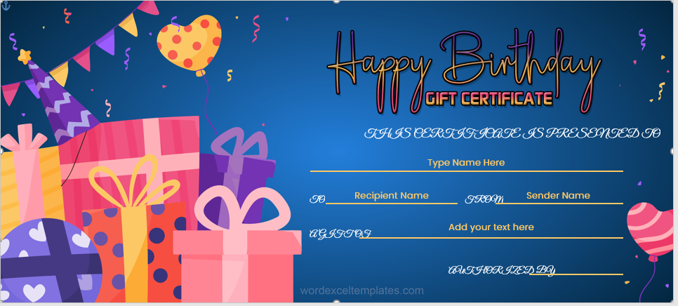 Birthday gift certificate template