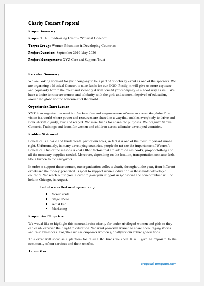 Charity Concert Proposal Template For Word Download