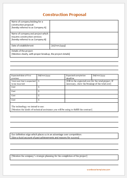 Construction Bid Template Excel from www.wordexceltemplates.com