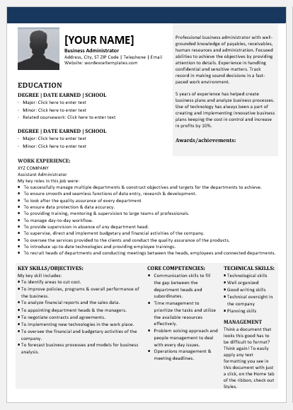 Business Administrator Resume