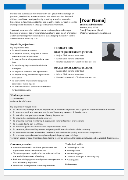 Business Administrator Resume