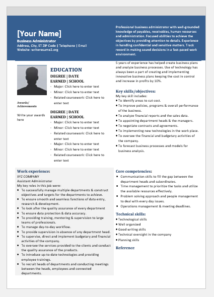 Business Administrator Resume