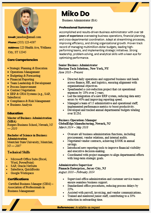 Business Administrator Resume