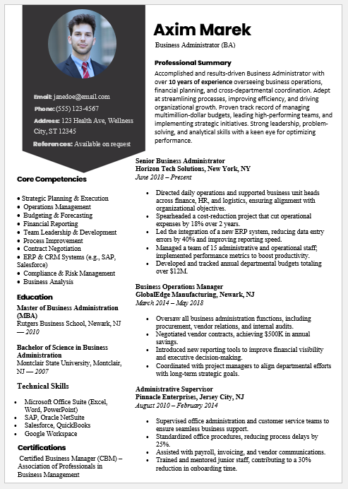 Business Administrator Resume