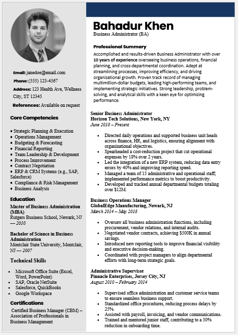 Business Administrator Resume