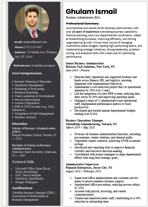 Business Administrator Resume