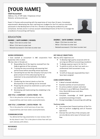 Chief Accountant Resume