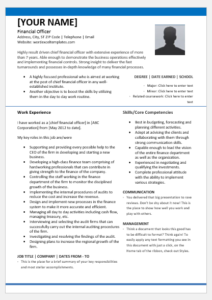 Chief financial officer resume