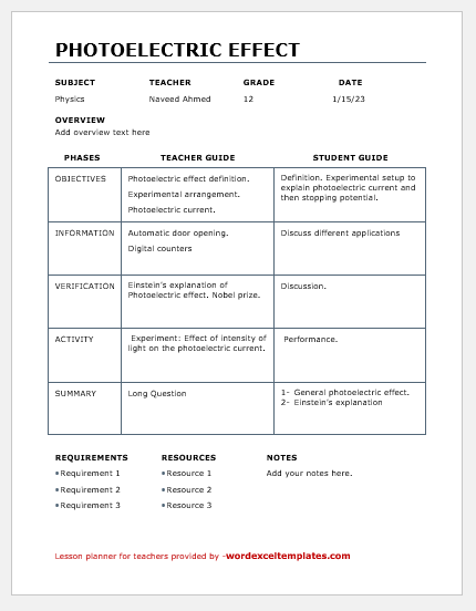 Daily lesson planner for teachers