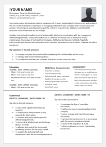 Document Control Administrator Resume