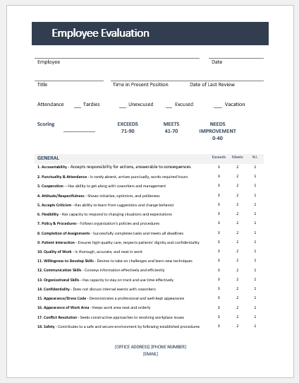 Employee Evaluation Form