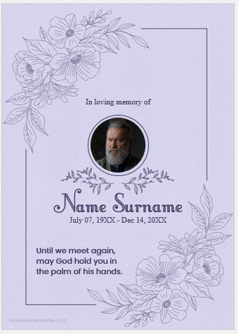 Funeral prayer card template